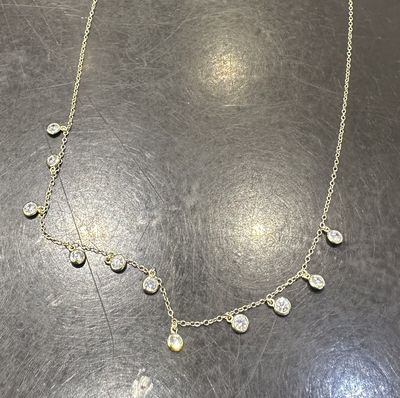 Multi Stone Gold Color Silver Necklace