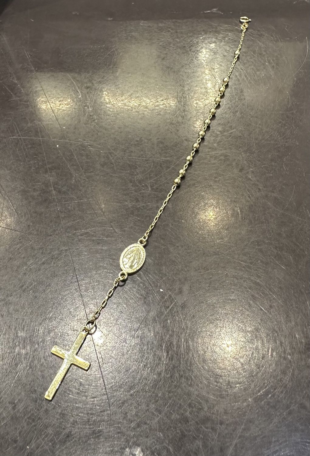 Cross &amp; Jesus Silver Bracelet, Color: gold