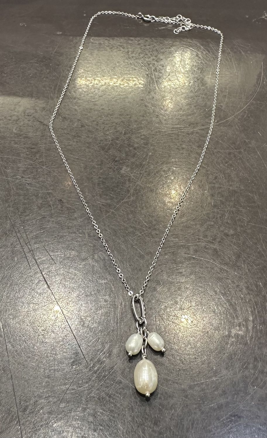 3 Pearl Silver Necklace
