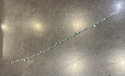 Blue Ball w/Stone Silver Bracelet