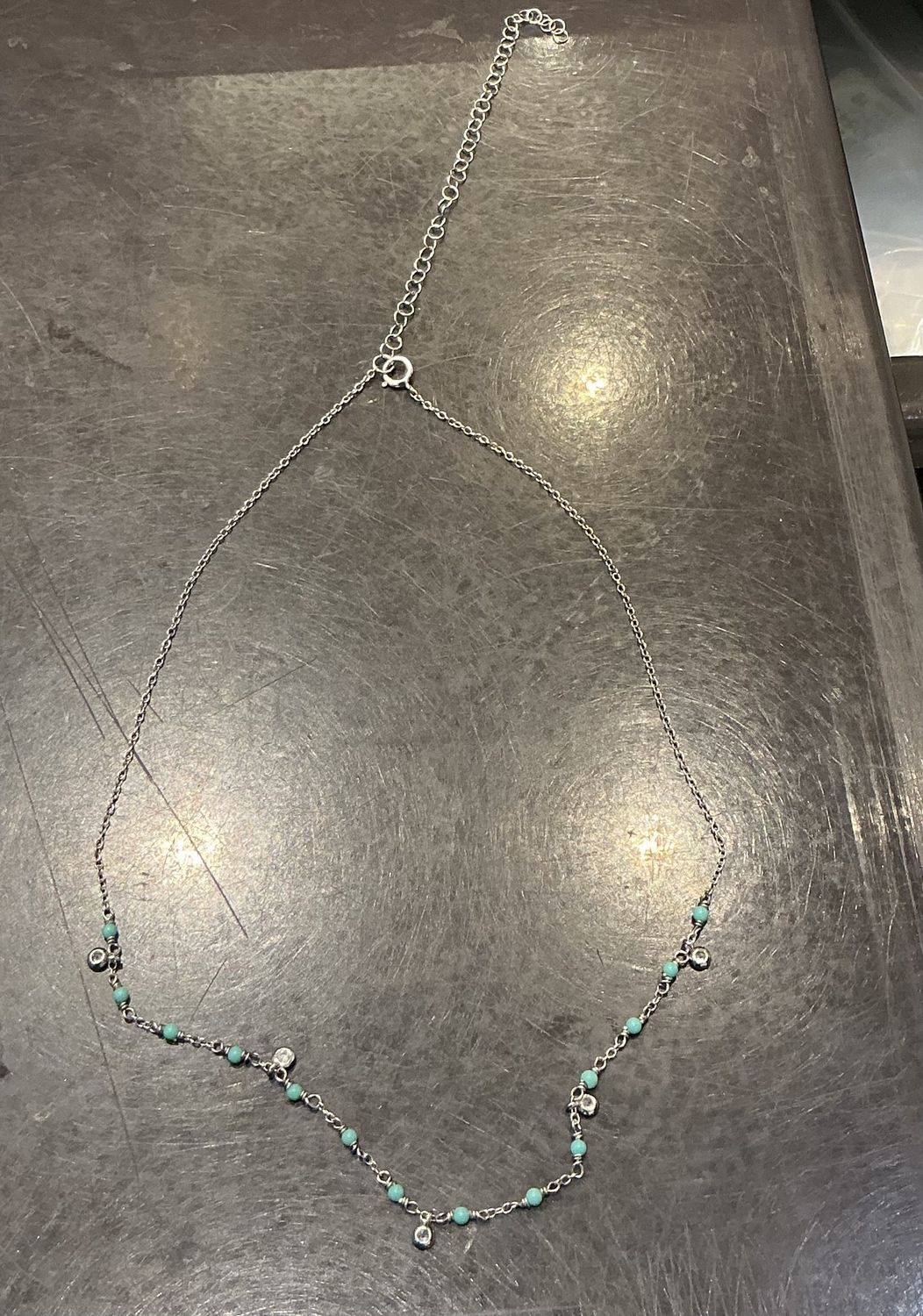 Blue Ball w/Stone Silver Necklace