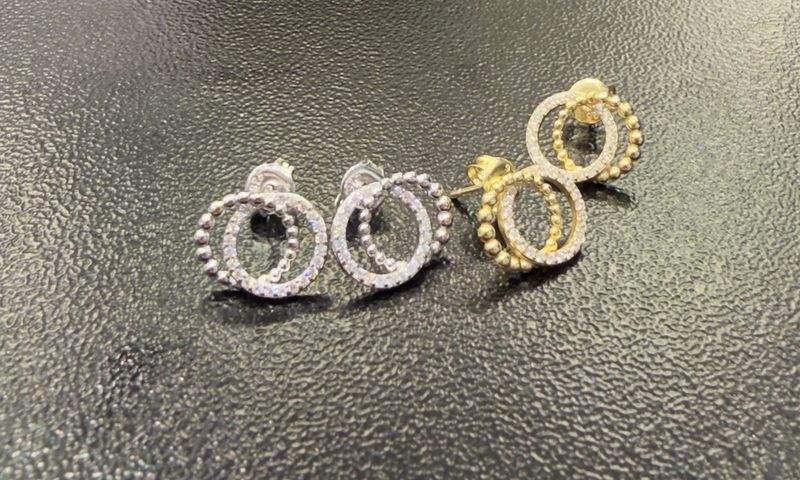 2 Circles Earring w/stone&amp;ball