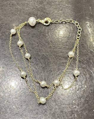 Triple Pearl Silver Bracelet