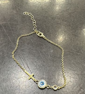 Cross &amp; Devileye &amp; One Stone Bracelet