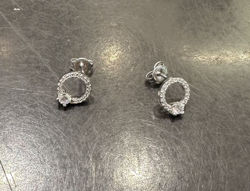 Circle w/One Stone Earring