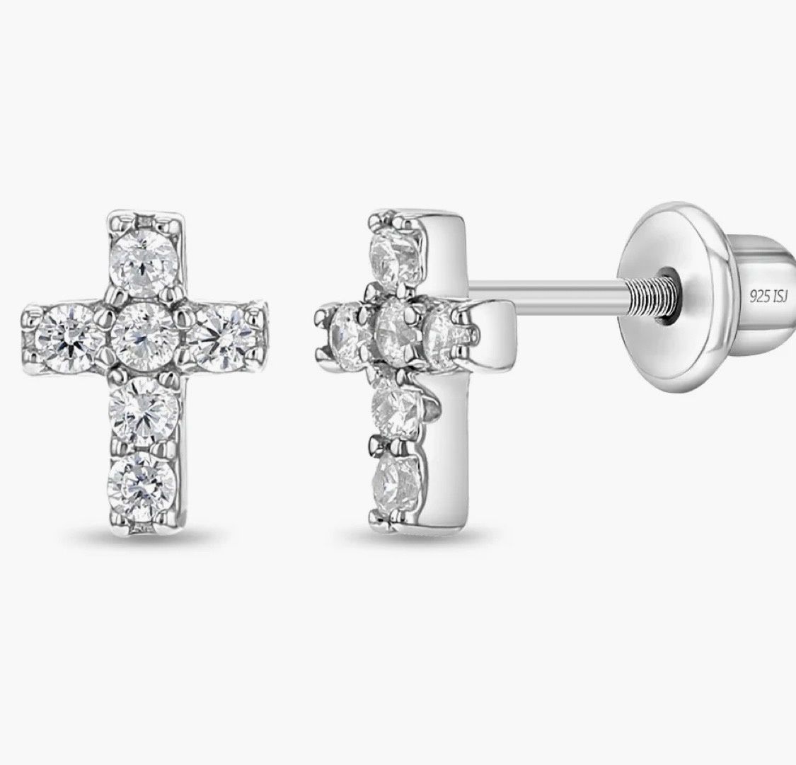 Silver Cross Earring