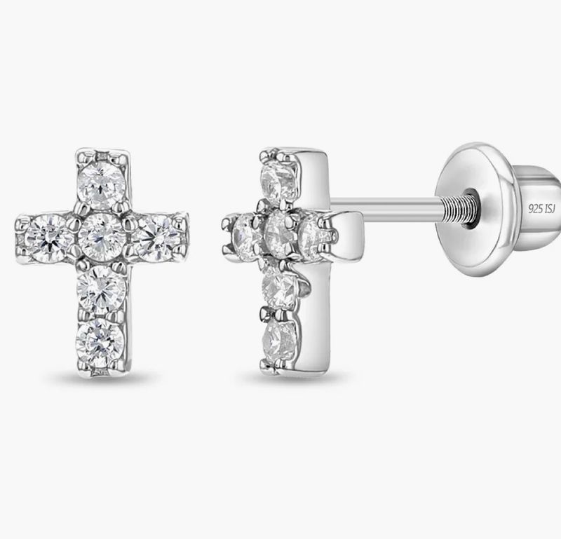 Silver Cross Earring