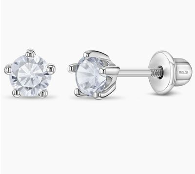 Silver One Stone Earring