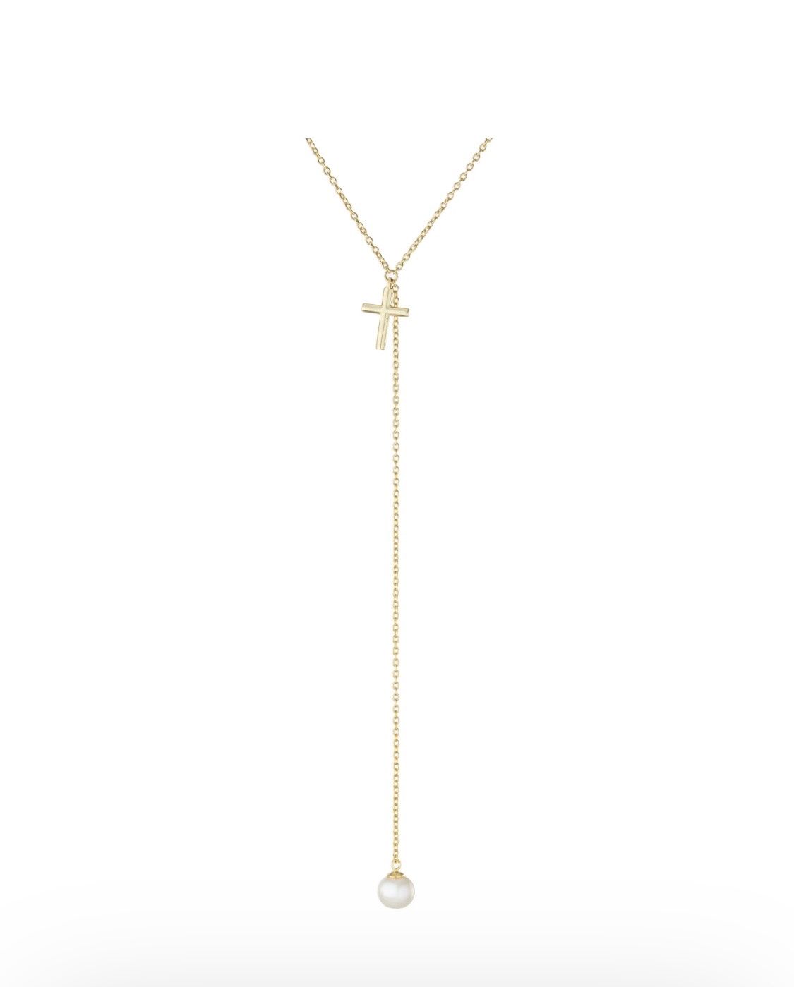 Cross with Pearl Silver Necklace