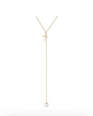 Cross with Pearl Silver Necklace