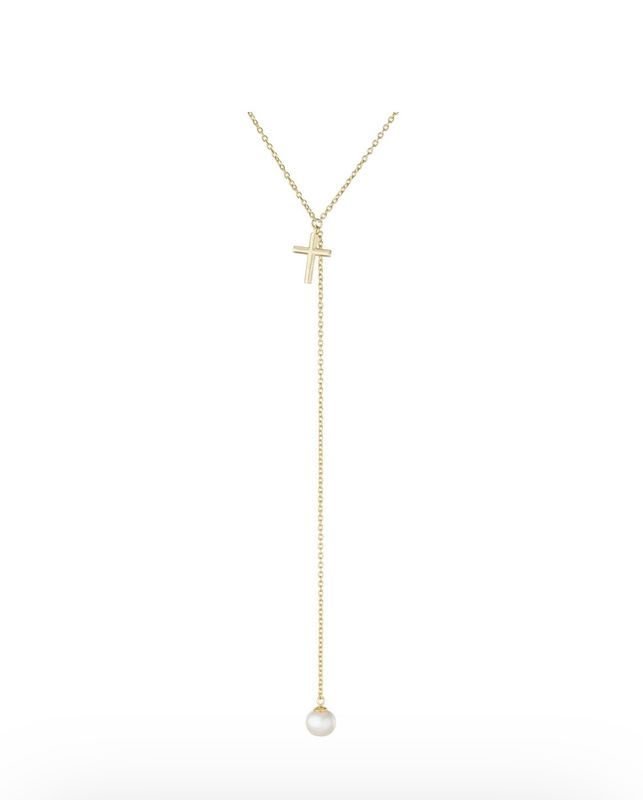 Cross with Pearl Silver Necklace