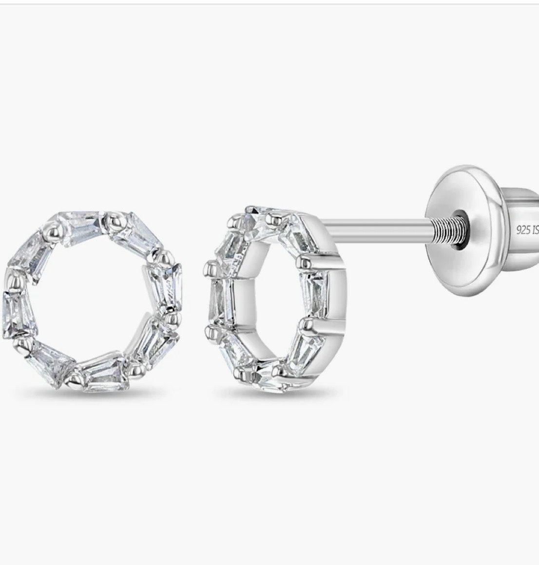 Circle stone silver earring