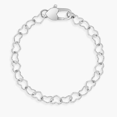 Heart Link Chain Bracelet Silver