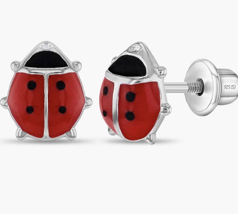 Ladybug  Silver Earring