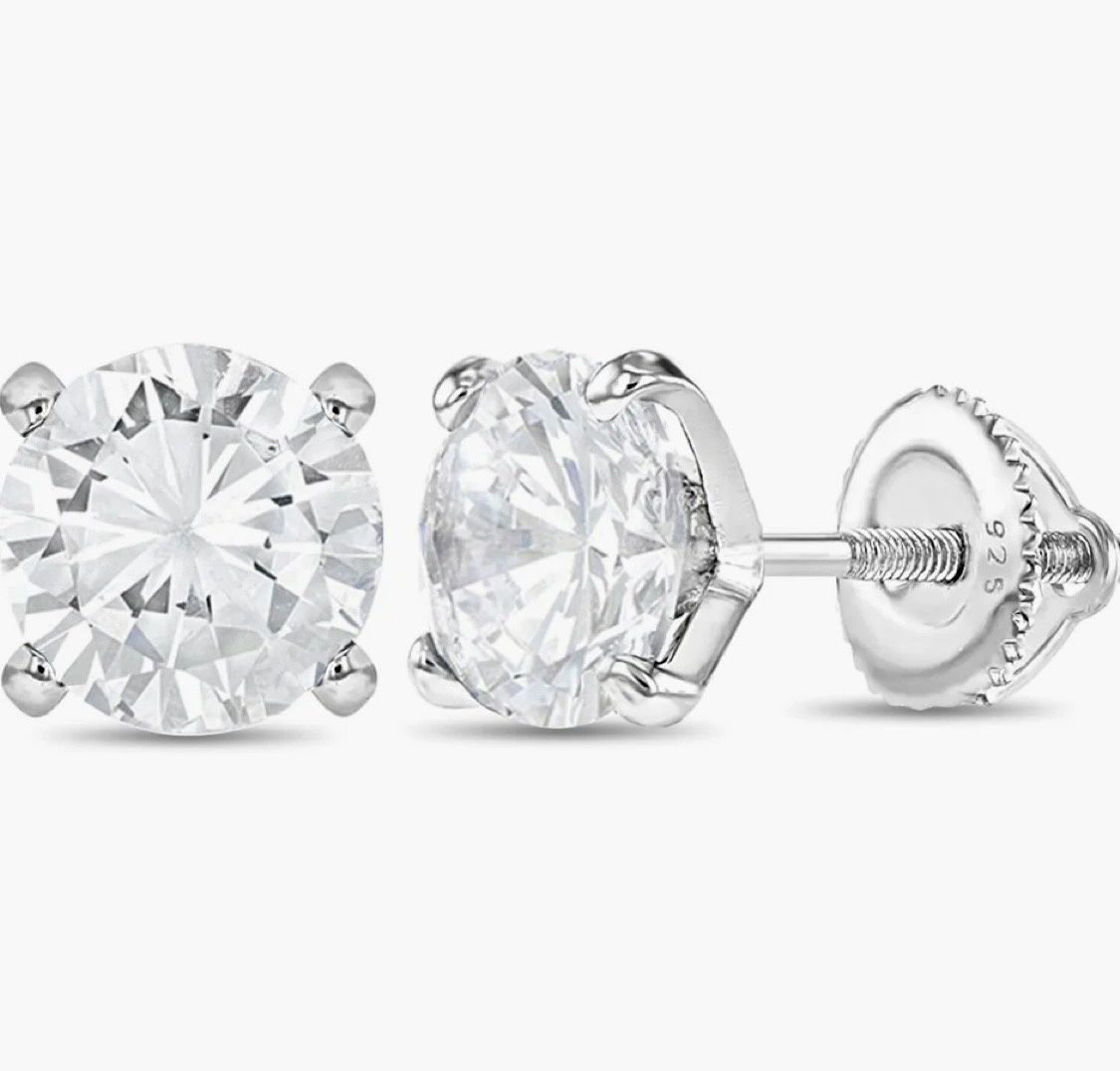 Screw One Stone Earrings