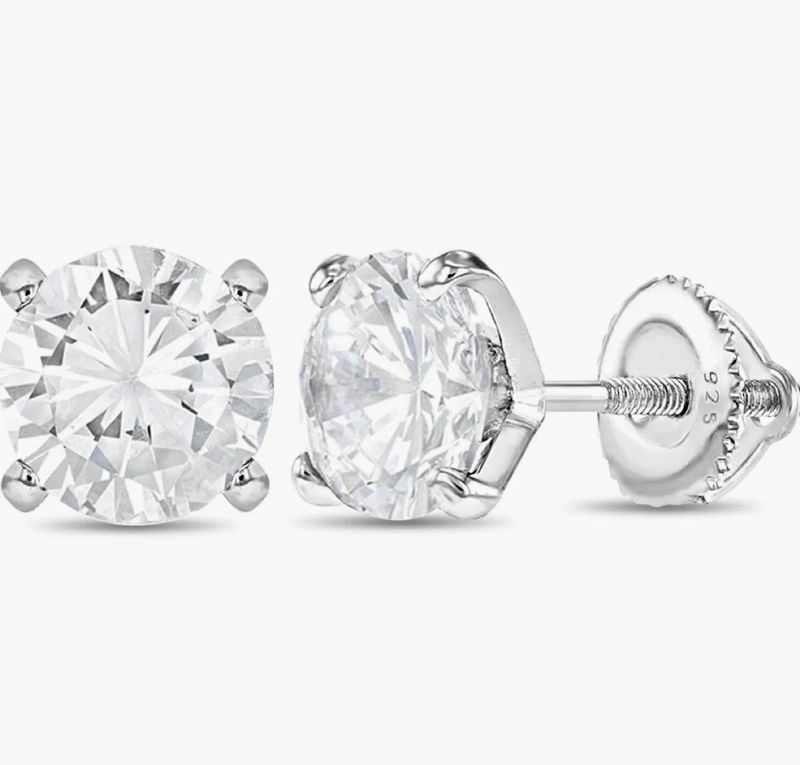 Screw One Stone Earrings