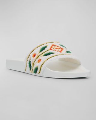 EMBROIDERED TERRY SLIDER