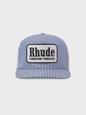 BLUE STRIPED TOBACCO TRUCKER HAT OS