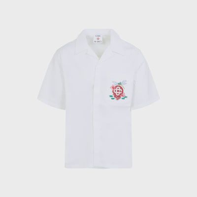 EMBROIDERED MONOGRAM CUBAN COLLAR SHIRT
