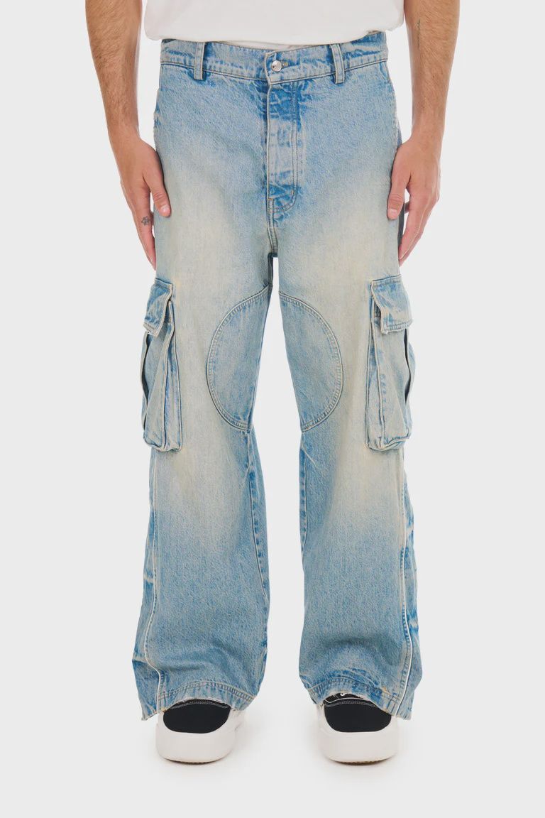 DENIM TRACK LOGO CARGOS, Colour: LIGHT WASH, Size: 30