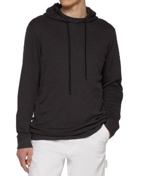 DELROY STUDIO TEXTURED HOODIE, Colour: BLACK, Size: SMALL