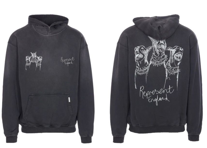 HAND DRAWN THOROUGHBRED DOGS HOODIE, Size: SMALL