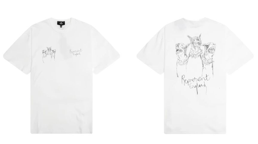 HAND DRAWN THOROUGHBRED DOGS T- SHIRT, Colour: WHITE, Size: XS