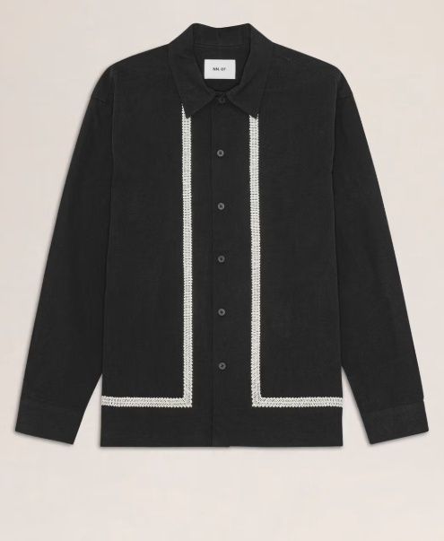 REED POPLIN OVERSHIRT, Colour: BLACK, Size: SMALL