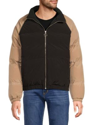 Quilted Contrast Sleeve Puffer Jacket