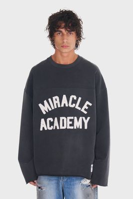 MIRACLE ACADEMY VARSITY LS T SHIRT BLK SUNFADE