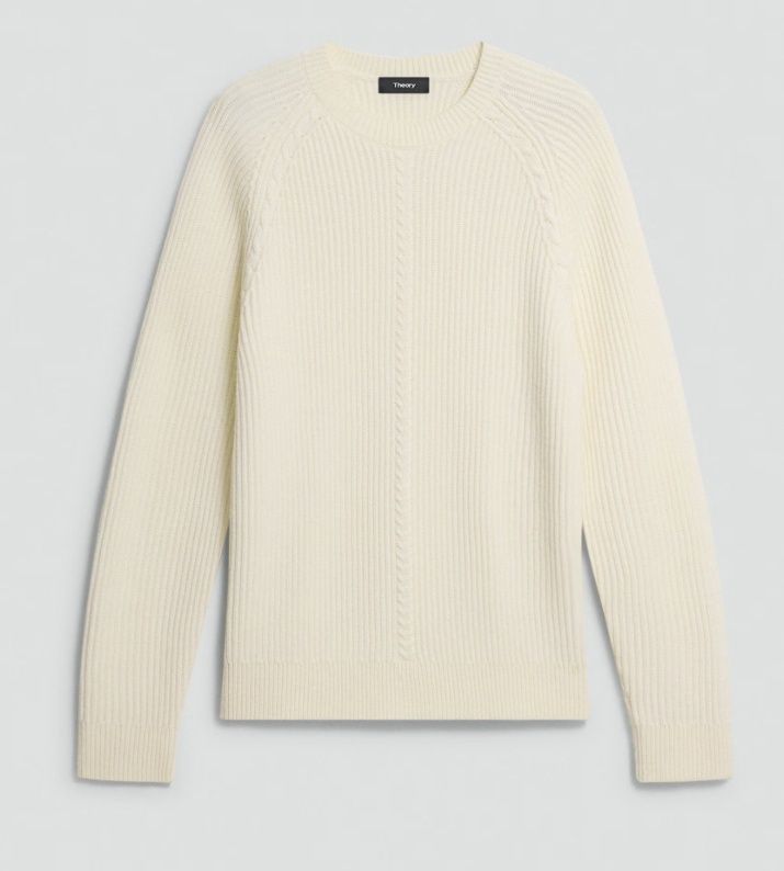 CREWNECK SWEATER WOOL CASHMERE, Colour: WINTER IVORY, Size: SMALL