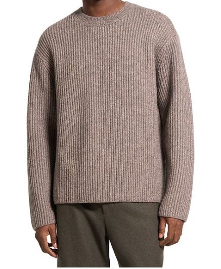 WOOL BLEND CREWNECK SWEATER, Colour: FEATHER MELANGE, Size: SMALL