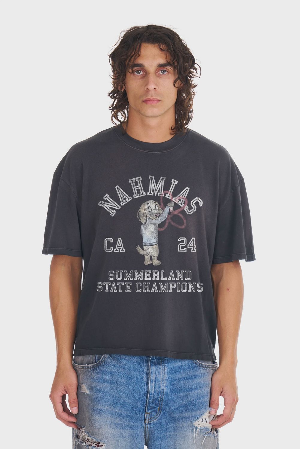 STATE CHAMPIONS BOXY T SHIRT, Colour: AGED BLACK, Size: SMALL