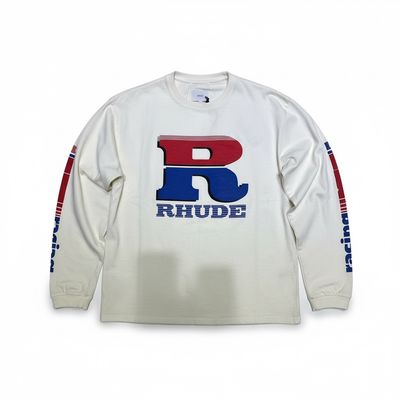 SPLIT PETROL LOGO LS TEE VTG WHT/RED/BLU