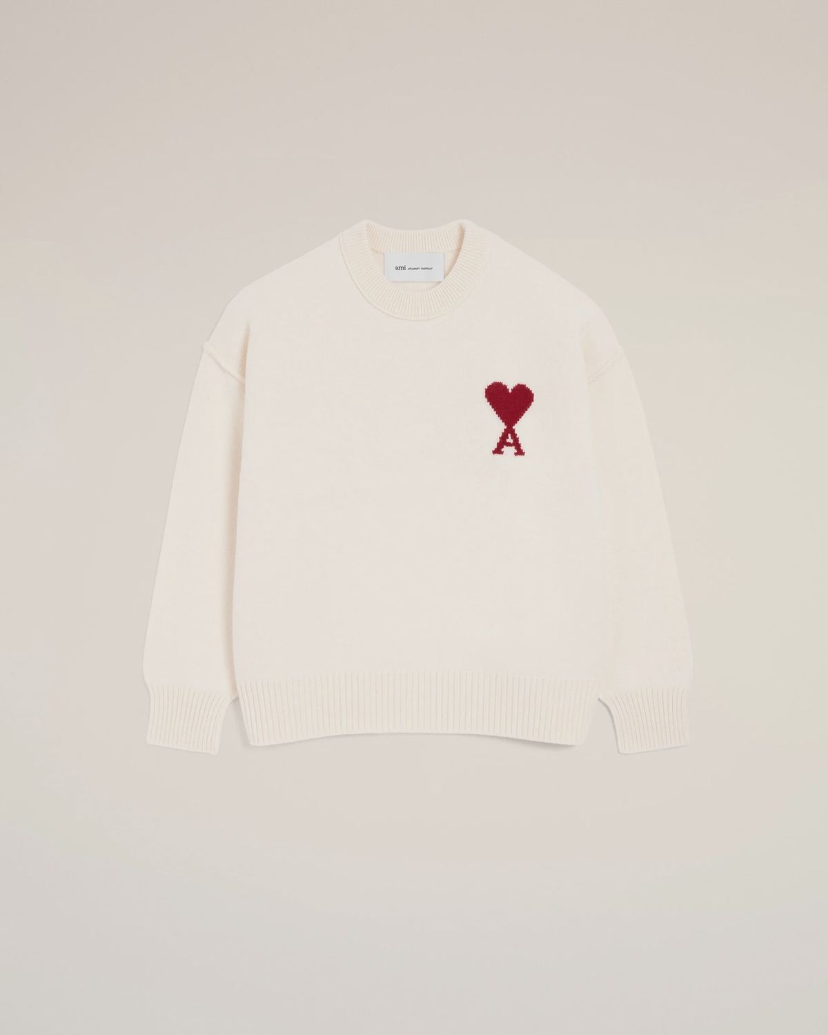 CREWNECK SWEATER ADC FELTED MERINO WOOL OFF WHT/RED, Colour: OFF WHITE/RED, Size: SMALL