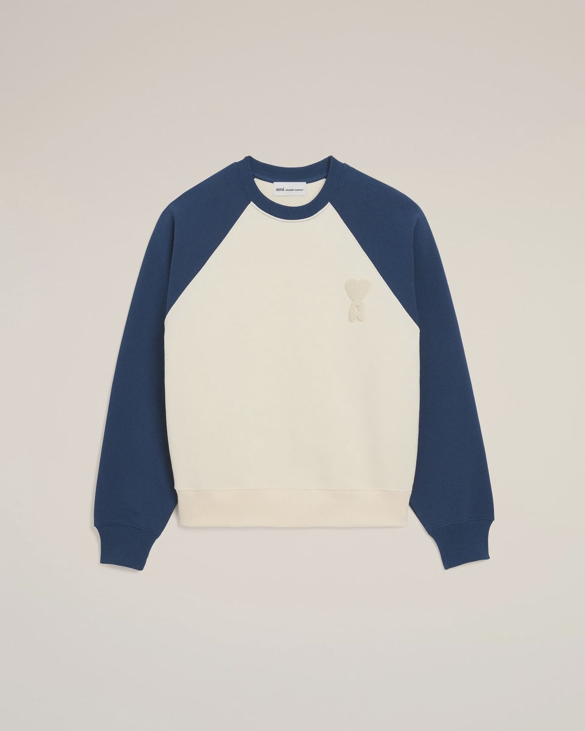 BOXY FIT CREWNECK ADC KNITTED PATCH WHT CRM/INK, Colour: WHITE CREAM/INK, Size: XS