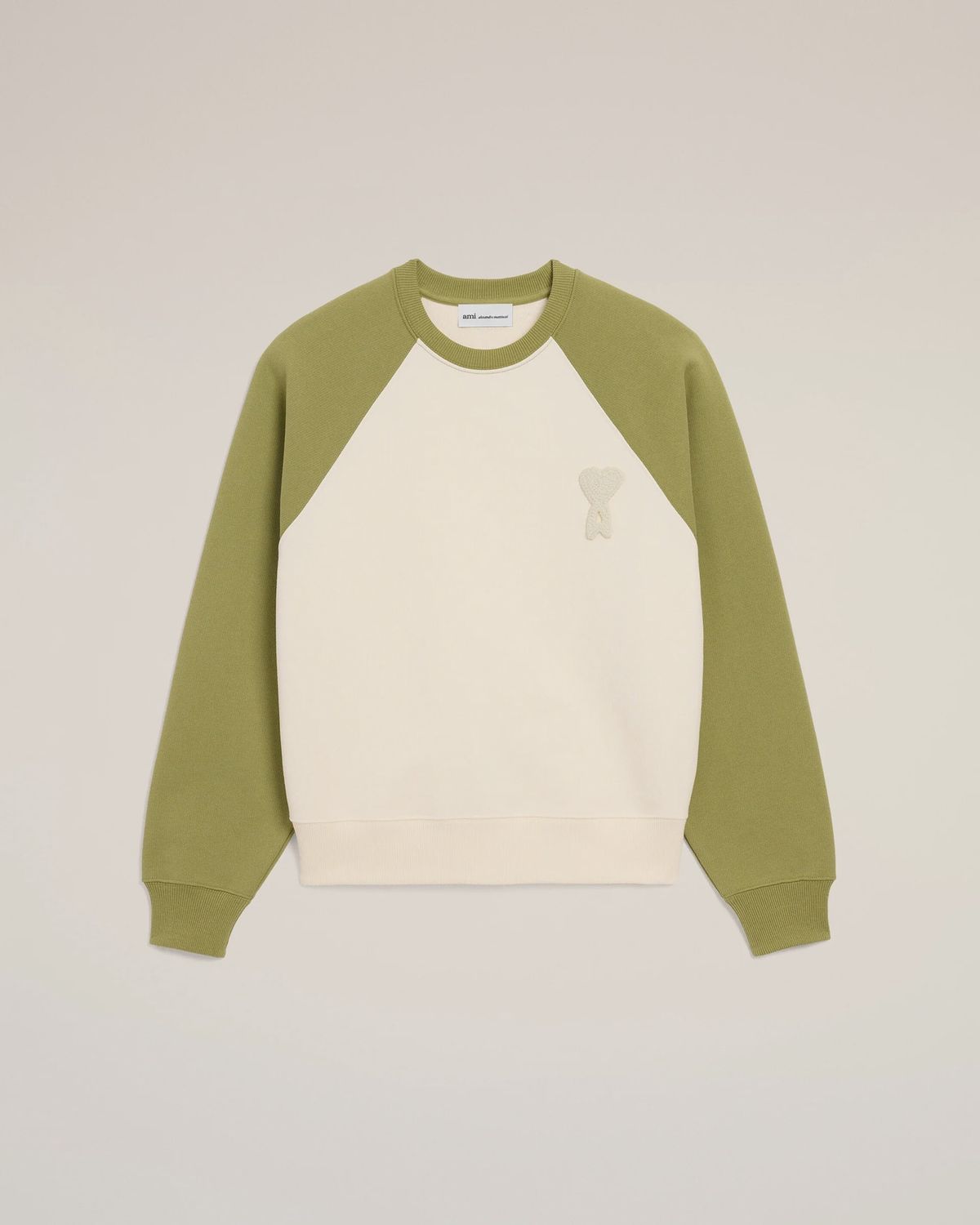 BOXY FIT CREWNECK ADC KNITTED PATCH WHT CRM/MAT, Colour: WHITE CREAM/MATCHA, Size: SMALL