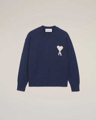 CREWNECK SWEATER ADC FELTED WOOL INK/OFF WHT