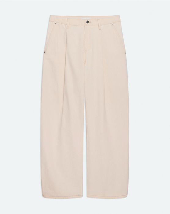 RELAXED PLEATED JEANS ECRU, Colour: ECRU, Size: 30