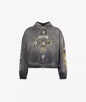 GN'R CROSS ZIP THROUGH HOODIE STN BLK