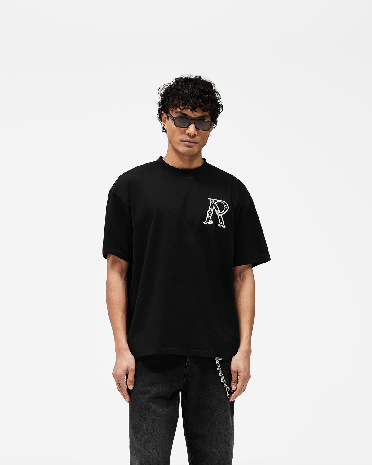 WESTERN INITIAL T-SHIRT, Colour: WASHED BLACK, Size: SMALL