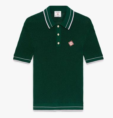 MOCK MINI CROCHET POLO GRN