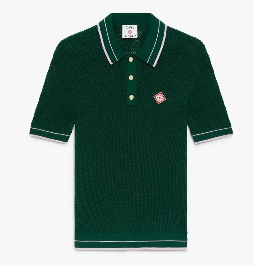 MOCK MINI CROCHET POLO GRN, Colour: GREEN, Size: SMALL