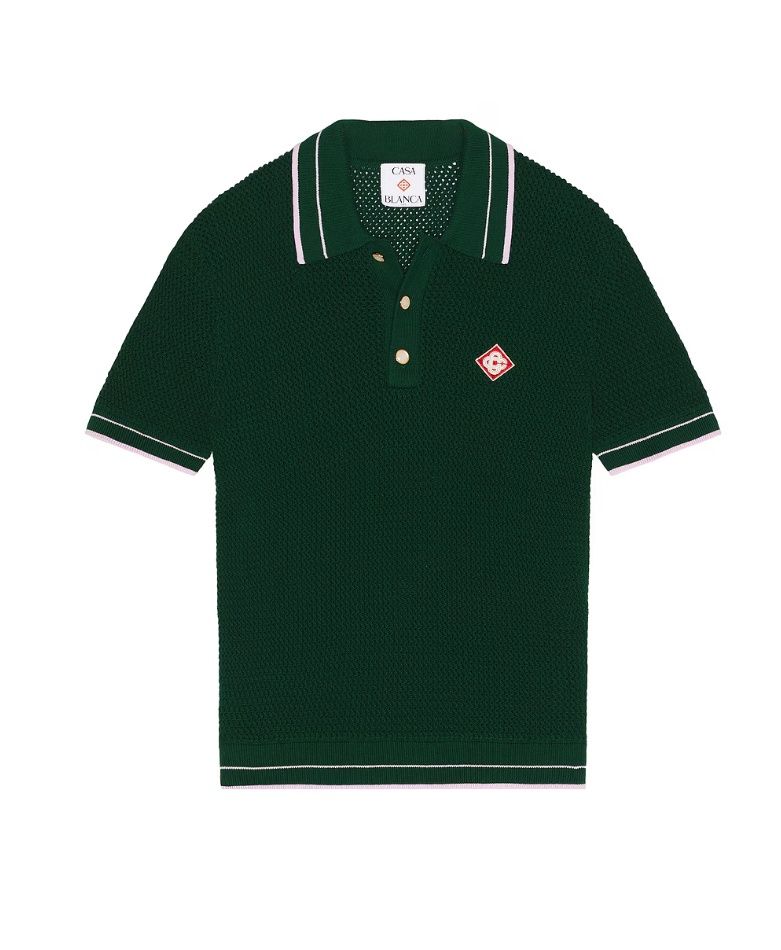 MOCK MINI CROCHET POLO GRN, Colour: GREEN, Size: SMALL