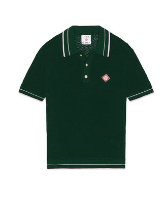 MOCK MINI CROCHET POLO GRN