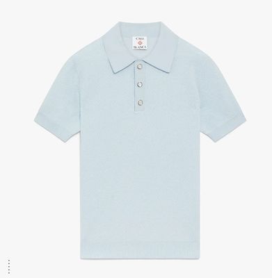 POINTELLE MONOGRAM POLO LT BLU