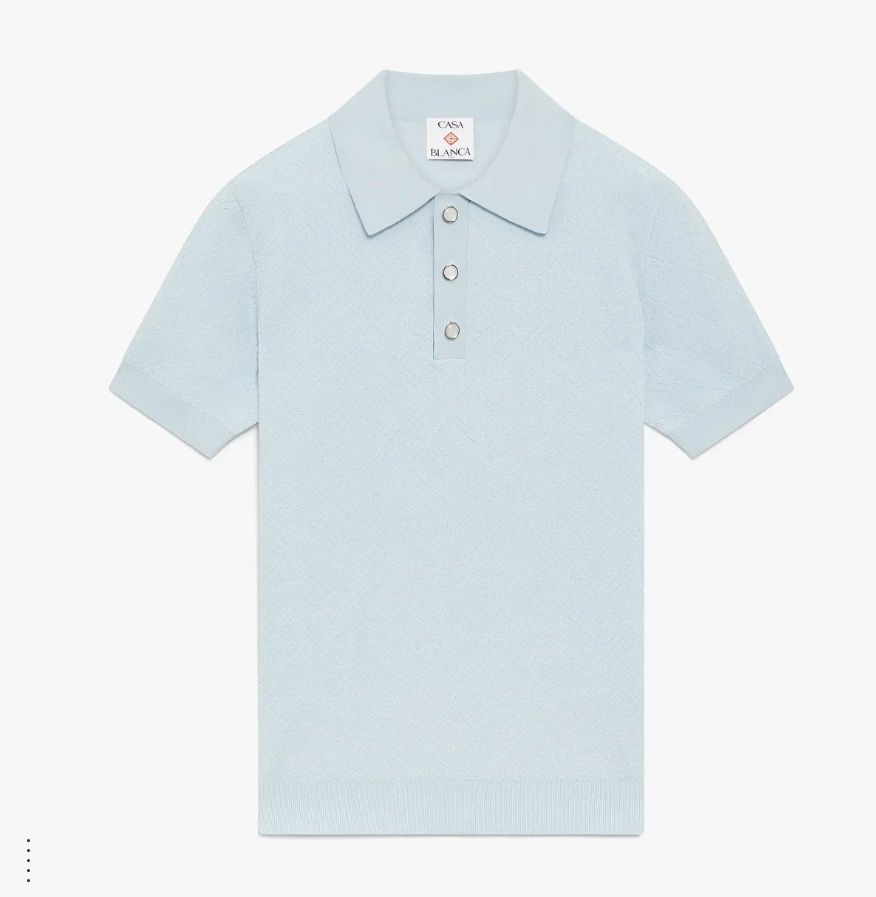 POINTELLE MONOGRAM POLO LT BLU, Colour: LIGHT BLUE, Size: SMALL