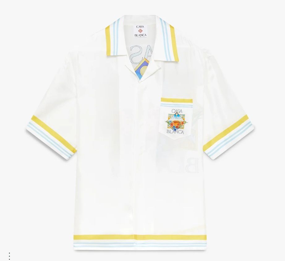 TENNIS LANDSCAPE CUBAN COLLAR SS SHIRT, Colour: WHITE, Size: MEDIUM