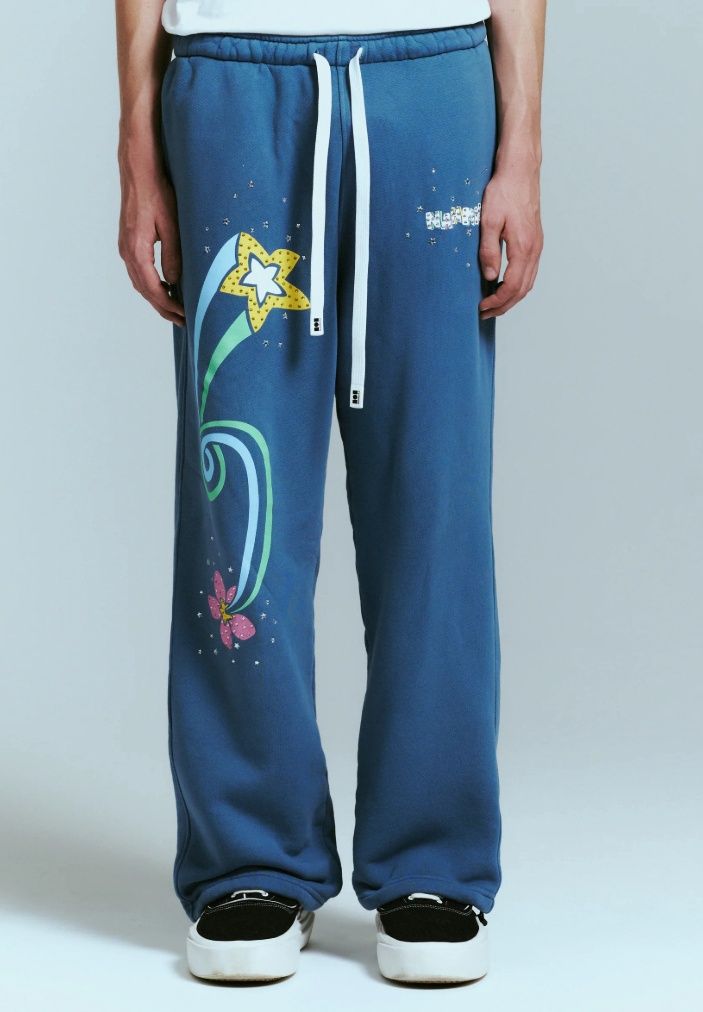 FLOWER TRIP  CRYSTAL SWEATPANT AGE BLU, Colour: AGED BLUE, Size: SMALL