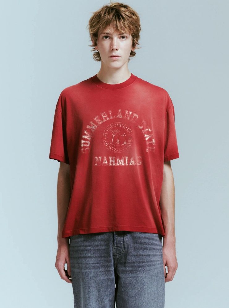 SUMMERLAND STATE BOXY TEE RBY, Colour: RUBY, Size: SMALL